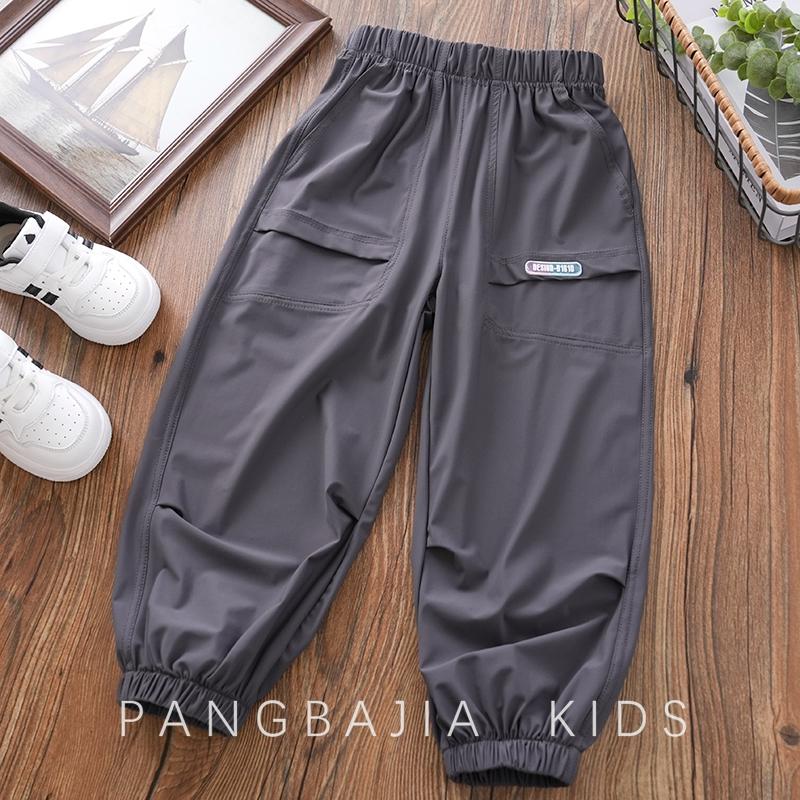 

Ледяной шелк Прохладные мальчики Быстросохнущие Летние Новинка 2025 Детские Тонкие Спортивные Штаны для Мальчиков Подростков Учеников Штаны от комаров 170 темно-серого