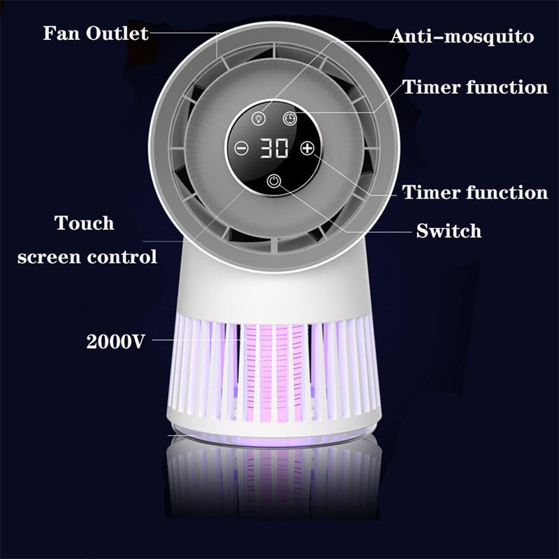 Wentylator z Lampą Zwalczającą Komary 2 w 1 USB Akumulatorowy Lampa Elektryczna Zwalczająca Komary Niskoszumowa Lampa Zwalczająca Komary Falą Świetlną Lampa Zwalczająca Komary dla Matki i Dziecka