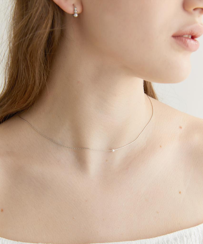 Halden One Pearl Thin Necklace (N003_Silver)
