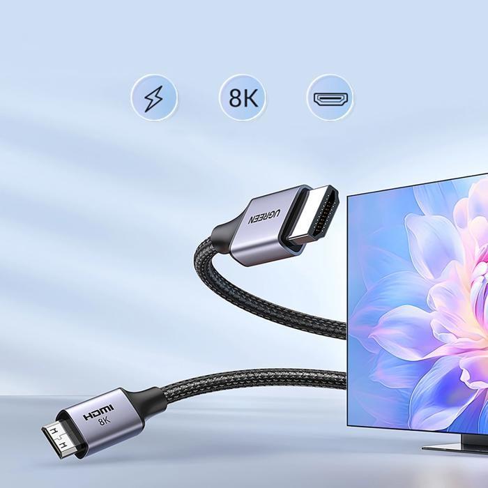 Câble Ugreen Mini Hdmi Vers Hdmi 8K 2.1 1M Pour Connecteur De Moniteurs Tv