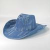 Western Denim Cowboy Hat For Women Men Felt Wide Brim Cowboy Cowgirl Hat For Party Costume Dress Up Cosplay Cowboy Hat