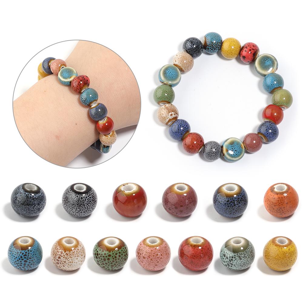 20pcs 10mm Round Ceramic Beads Colorful Spotted Porcelain Loose Spacer Bead For DIY Jewelry Making Necklace Bracelet Accessories