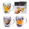 Double-layer Glass Mugs with Dry Flower and Handle for Coffee, Cocktails Elegant Glasses Cup for Entertaining Guest