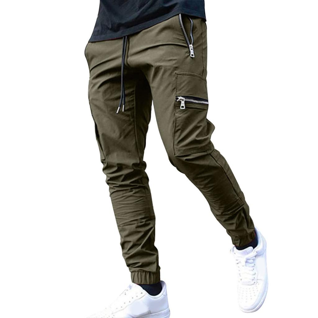 Men's Multi-Pocket Cargo Jogger Pants, Casual Athletic Trousers