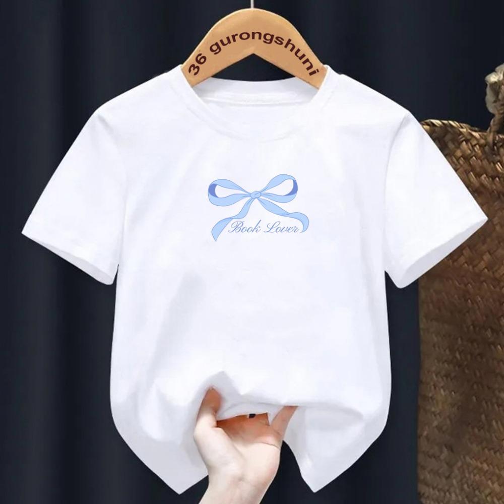 Fete de vară cu mânecă scurtă tricou copii top Toddler moda bowtie imprimare O-neck mânecă scurtă tricou copii haine de culoare bomboane