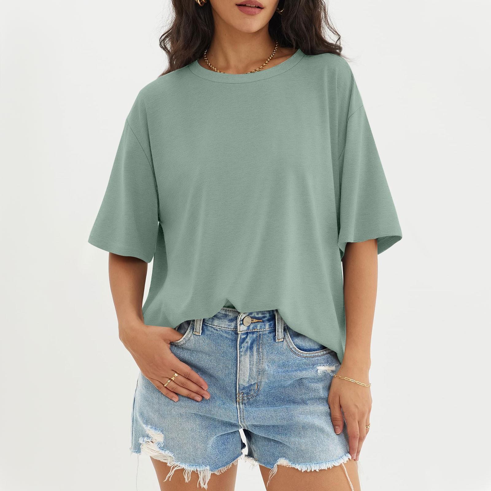 

Женский модный повседневный однотонный топ с круглым вырезом и тремя рукавами с половиной рукавами XXL зелёный