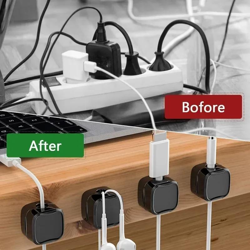 Magnetic Cable Clips Self-adhesive Adjustable Cord Holder Cable Wire Keeper Manager Home Office Desktop Cables Organizers