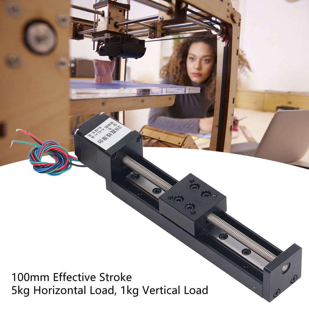 Linear Slide Table High Accuracy Ballscrew Sliding Motion Stage Linear Guide Rail 100mm Stroke T6x4