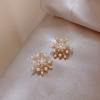 Exquisite Pearl Snowflake Shape Stud Earrings for Women Light Luxury Crystal Flower Bow Tassel Earrings Party Jewelry Gifts