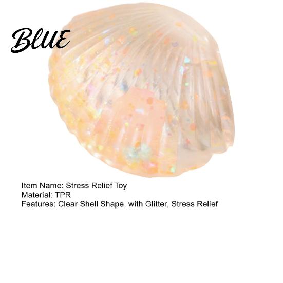 Shell Toy Clear Squeeze Stress Relief Glitter Sugar Ball TPR Sensory Soft Decompression Fidget Party Favors Reliever