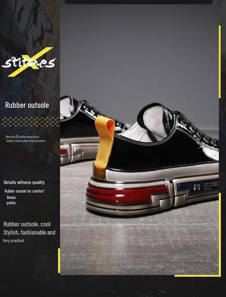 Men's Spring Trendy Casual Leather Skate Shoes - Breathable, Stylish, Internet-Favorite Sports Footwear