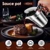 450ML Sauce Dispenser Double Insulated Sauce Gravy Boat Stainless Steel Vinaigrette Pot with Hinged Lid for Restaurant Household