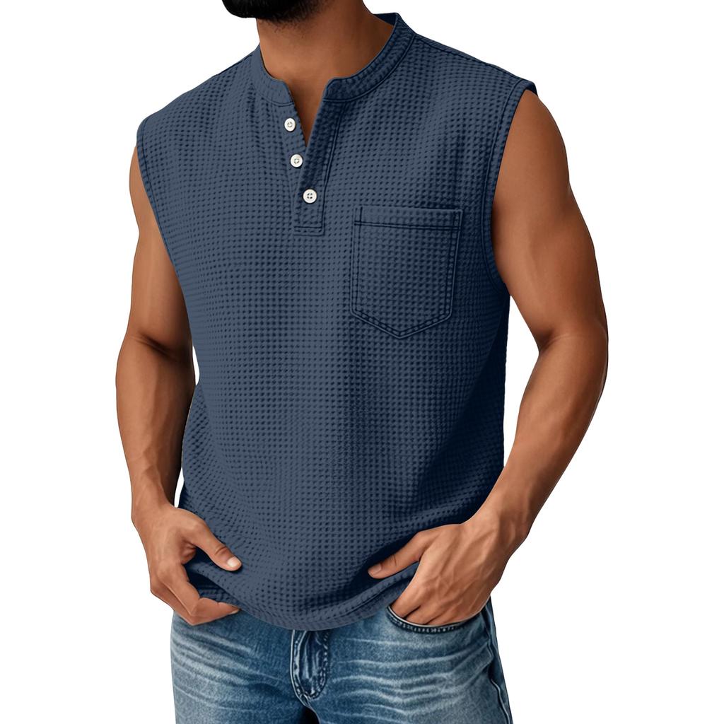 Men's Sleeveless Pocket Vest Men's Casual Fashion Sports Sleeveless Vest