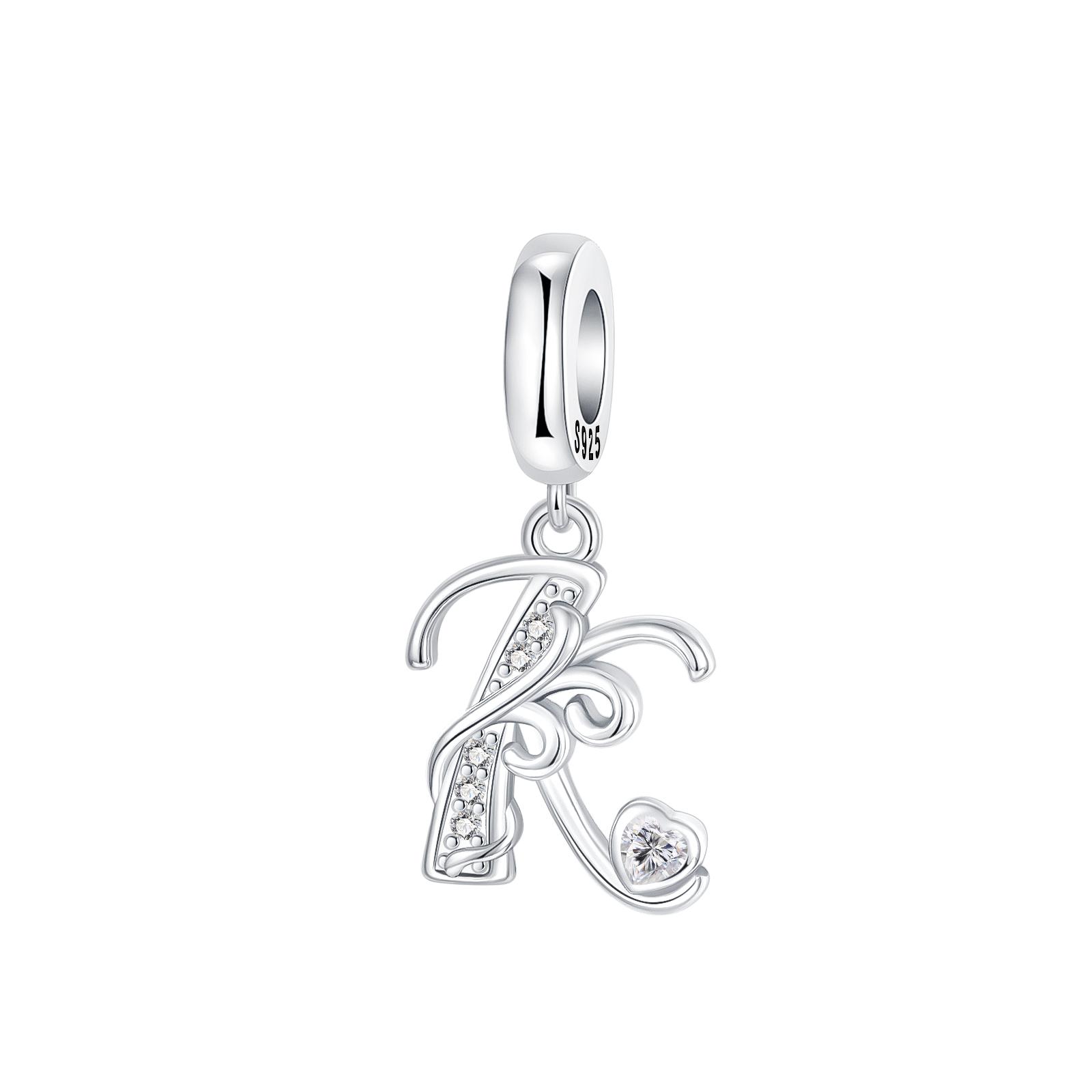 

Fit Original Bangle Bracelet DIY A-Z Alphabet Charms Bead 925 Silver Zircon LOVE Letter Dangle Pendant Jewelry Gift