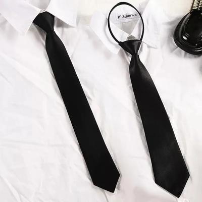 Black Simple Clip On Tie, Neutral And Safe Style, Uniform, Suit, Shirt, Universal Accessory