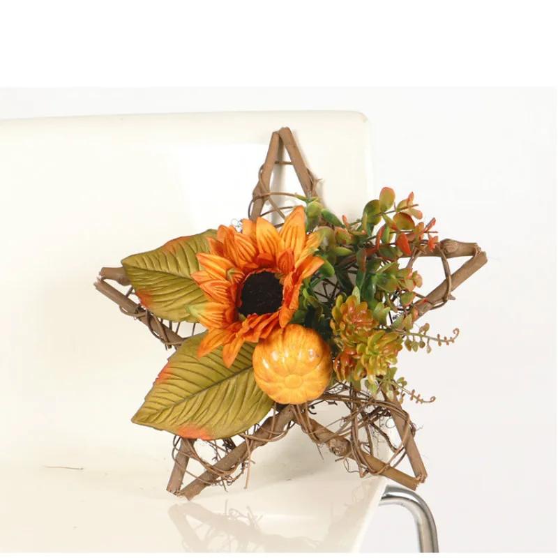 Pendente in legno Girasole Colore Autunnale Decorazione Girasole Zucca Colore Autunnale Decorazione Montaggio a Parete
