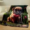 Cute Pug Holding Heart Blanket for All Seasons Blanket Lunch Break Throw Gift