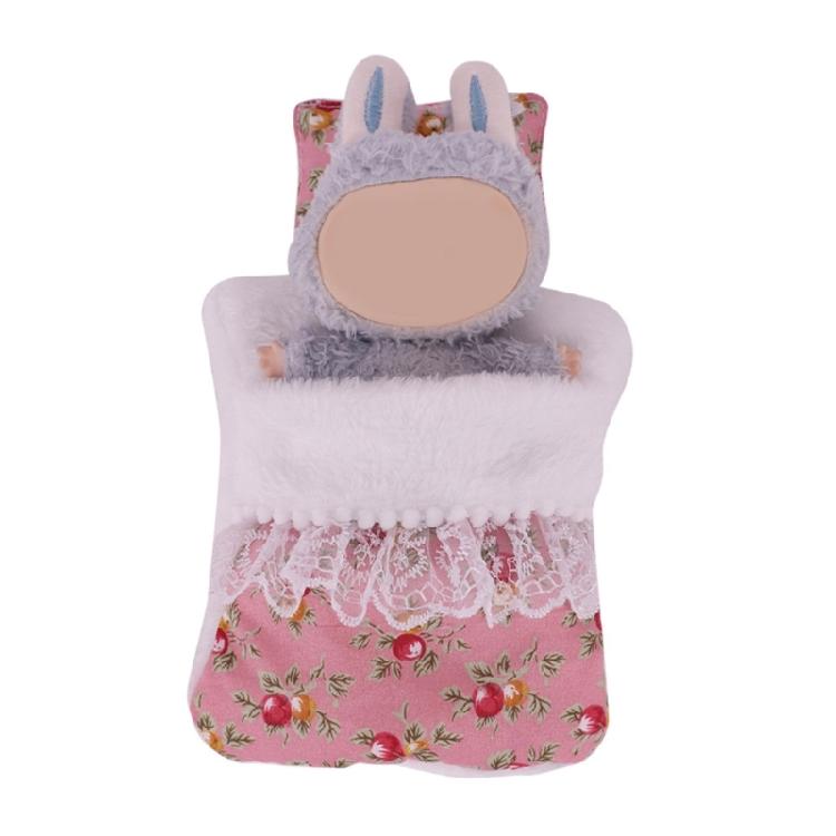 Beliebtes Puppenbett Zubehör mit abnehmbarem Kissen und weichem Schlafsack für 1-2 Generation Plüschfiguren Puppen Dekorationen