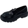 Loafers Women's 2025 New Spring Platform Thick-heeled Students Pedal Retro British Trend Black Single Shoes