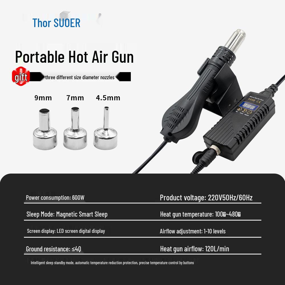 Industrial High-Power Portable Hot Air Gun with Digital Temperature Control for Electronic Repair and Welding