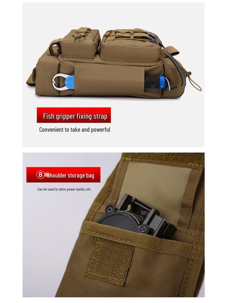 Multifunctional Tactical Sling Fishing Bag with Rod Holder | Men's Large Waist Pack Outdoor Backpack