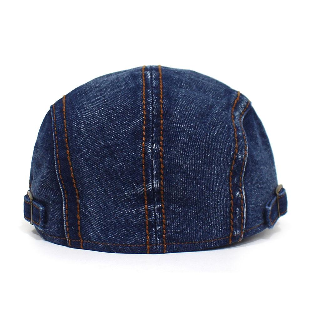 Men's and Women's Fashion Denim Hats Cotton Washed Denim Beret Retro Casual Cap Forward Hat