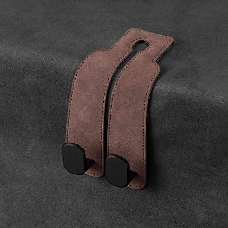 2 in 1 Qualitäts-Auto-Kopfstützenhaken Premium-Wildleder Rücksitz zum Aufhängen Doppelhaken 20 kg Hohe Tragkraft Hakenaufhänger ABS/Metallhaken