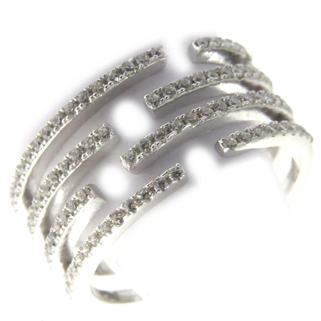 Silver Open Ring 'Sissi' White (rhodium) - 10 Mm