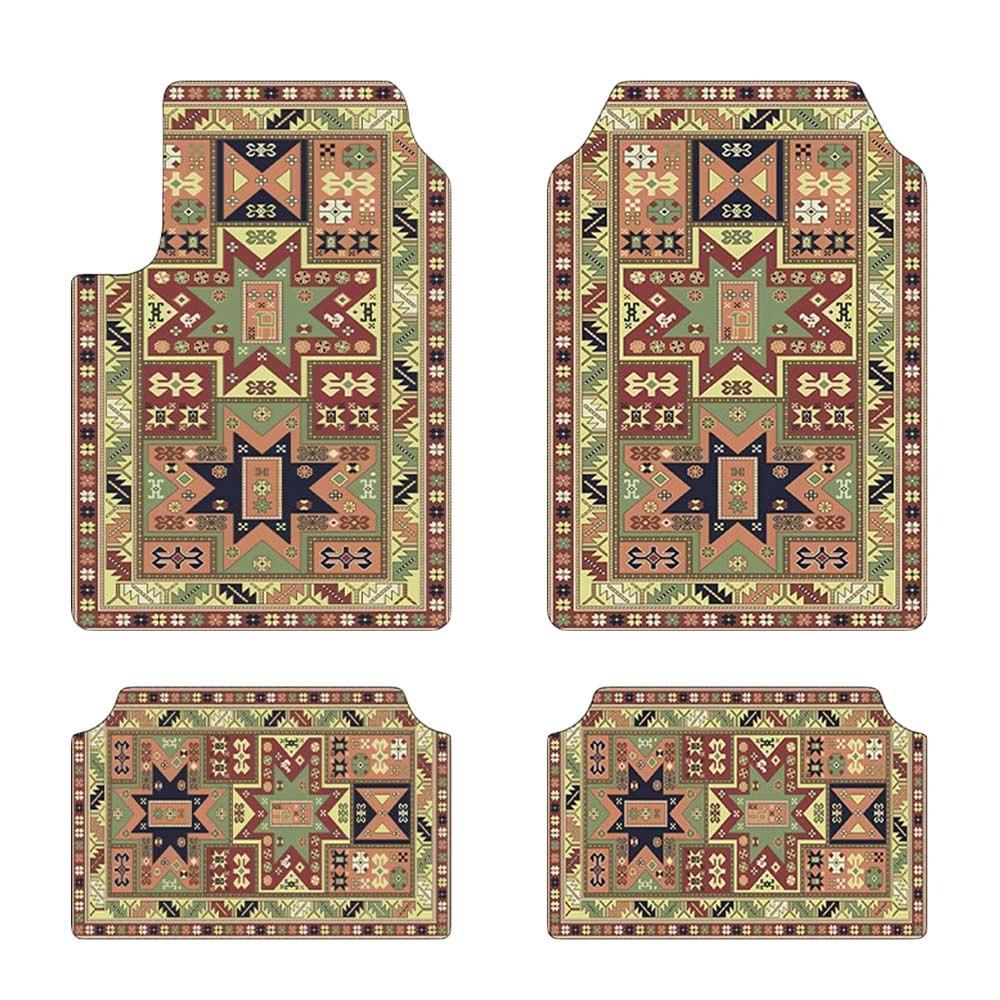 4Pcs/Set Heavy Duty Car Floor Mats Bohemian Car Accessories Durable Car Carpet for Front Rear Seats