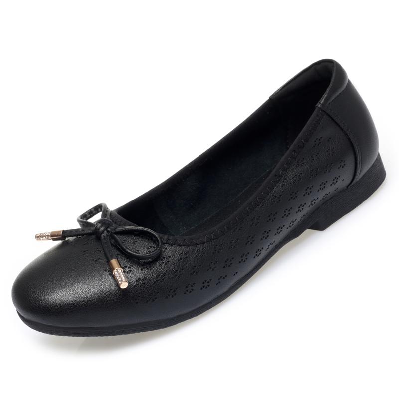 Fashion AIYUQI Women Summer Shoes 2025 Spring New Genuine Leather Flat Casual Shoes Women Round Toe Large Size Cutout Mom Shoes Women