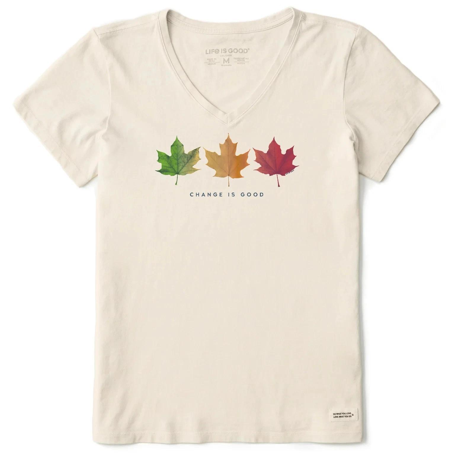 Life is Good. Women s Change is Good 3 Leaves Short Sleeve Crusher Vee M