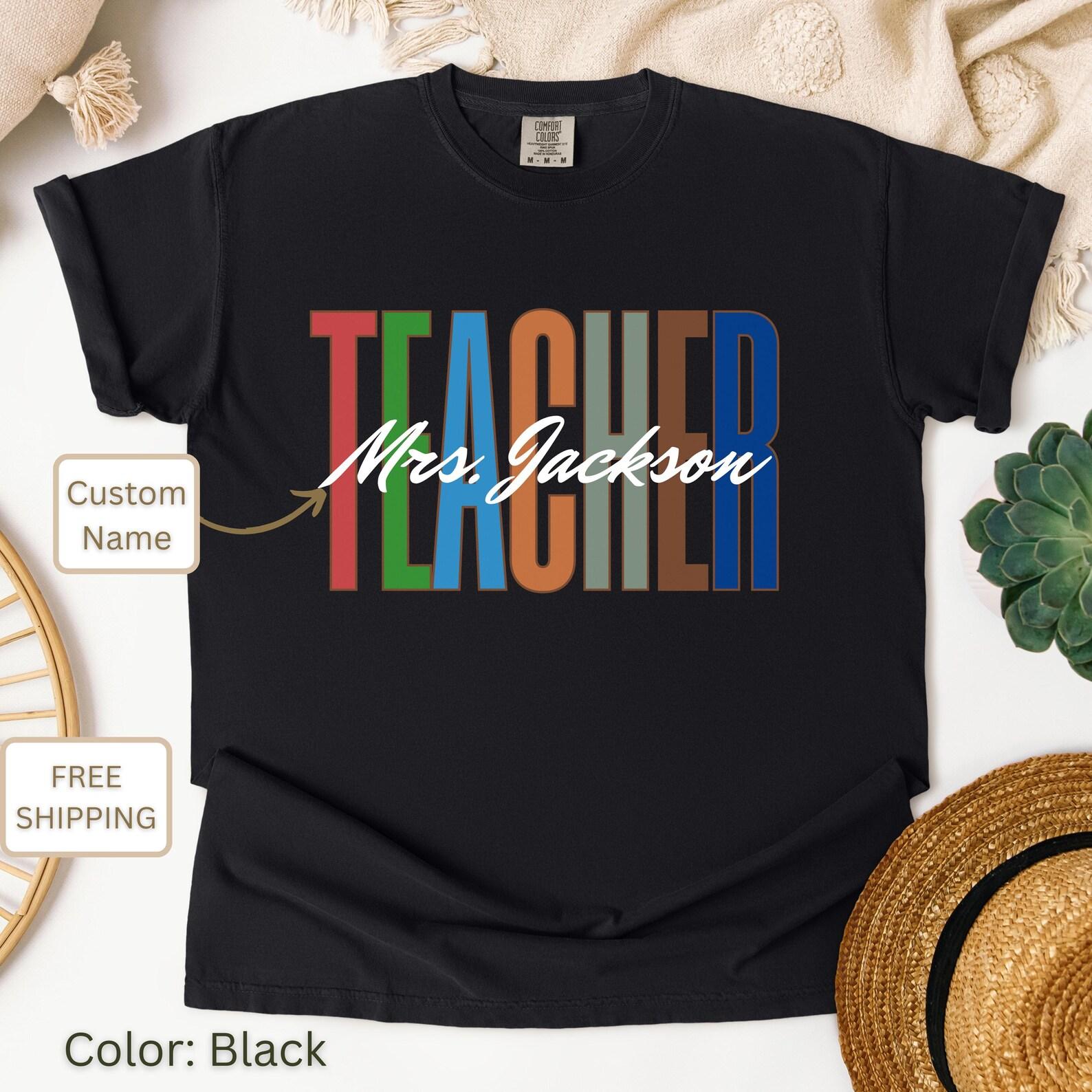 Personalized Teacher T-Shirt: Colorful Classroom Staff Tee XL