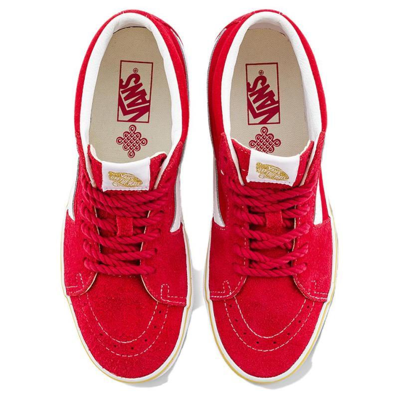 Vans SK8 MID Top Skateboard Shoes Unisex Red White Sneakers VN000BWEJV6