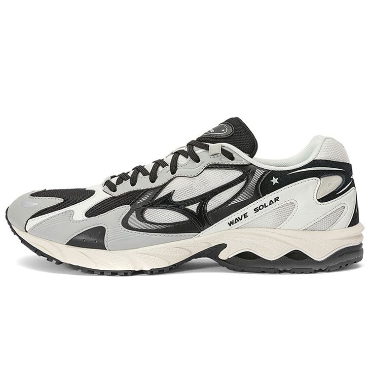 Mizuno Wave Solar Sports Non-Slip Wear-Resistant Breathable Low-Top Casual Shoes Unisex Sneaker Cool-Gray Black White D1GH222308