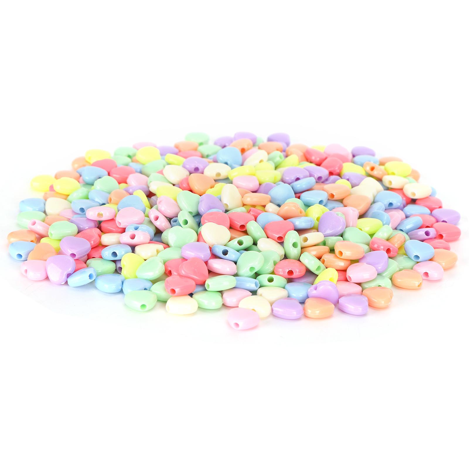 

500PCS Heart Shaped Plastic Beads Craft Beads for DIY Clothing Accessories Materials