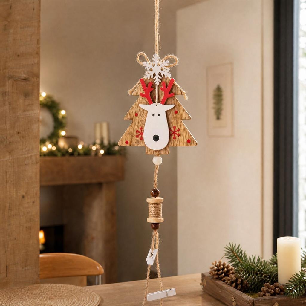Wooden Christmas Tree Bell Hanging Ornament for Festive Holiday Decoration