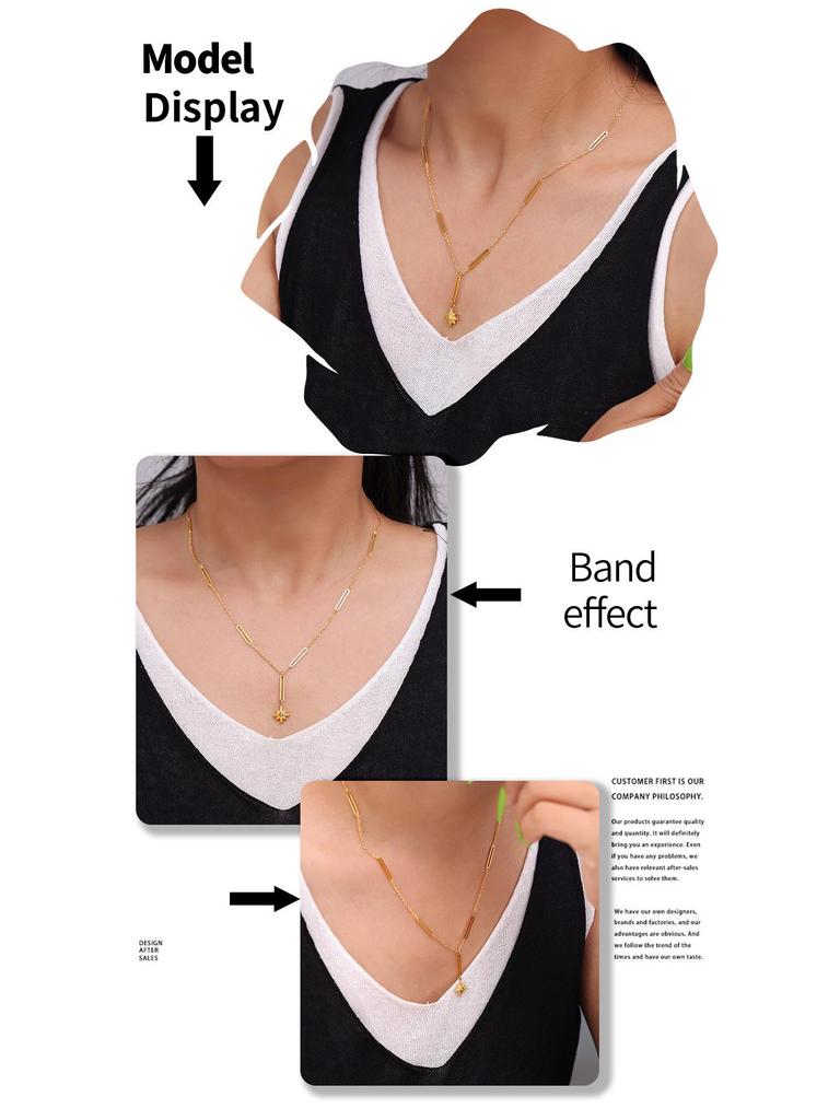 Union Jack Inlaid Diamond Star Pendant Necklace – Women's Luxury Titanium Steel Clavicle Chain
