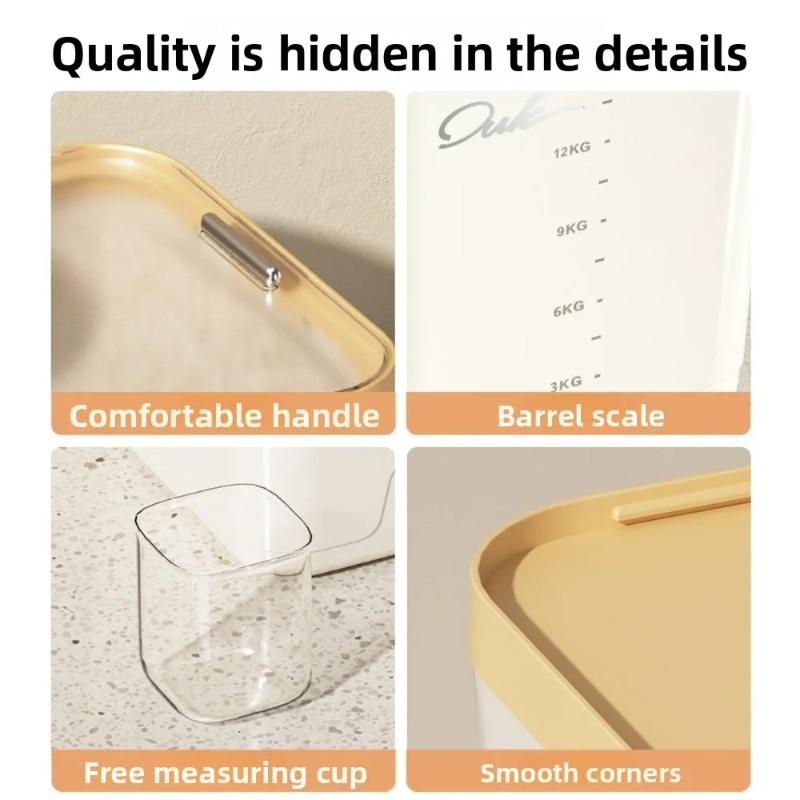Sliding Lid Rice Storage Box New Plastic Food Grade Grain Bin Moisture Proof Multi-functional Rice Bucket Kitchen Food Storage Organizer