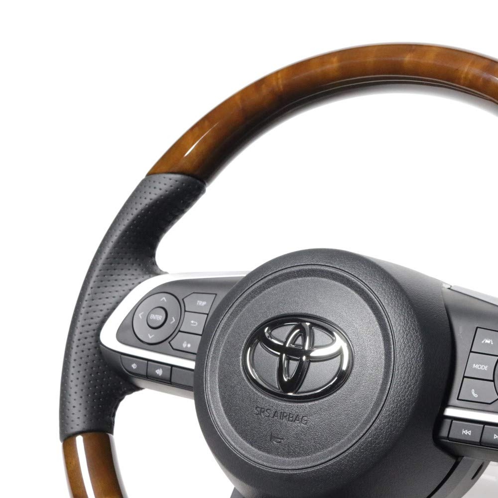 REAL Steering Wheel Roomy 900 Justy 900 42 Brown Wood [Rise (200 Series) / (late Series) / (late Series)] TYD-42BRW-BK