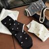 Female Spring and Autumn Floral Contrast Color Lace In The Tube Pile Pile Cotton Socks