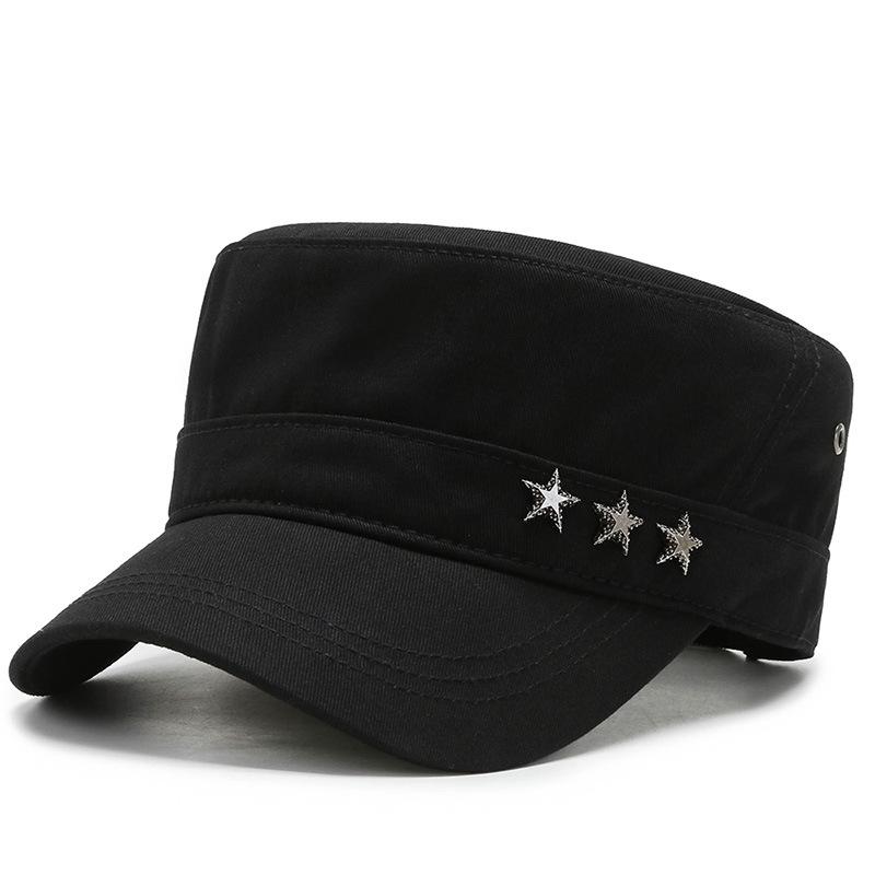 New men's spring and autumn cotton flat-top military hat five-star cap fishing hat outdoor hat