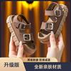 Girls Sandals New Summer Non-Slip Soft Sole Girls Middle and Large Children Velcro Children's Shoes Baby Beach Sandals