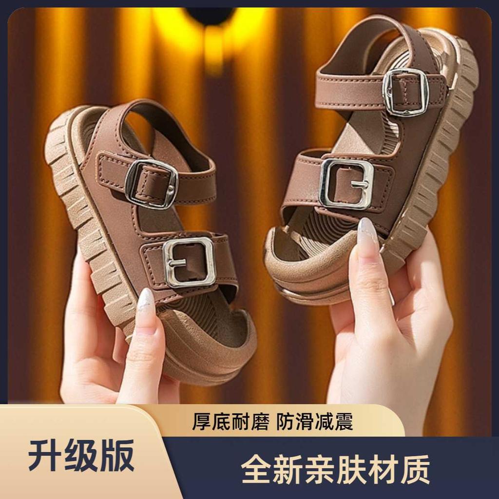 Girls Sandals New Summer Non-Slip Soft Sole Girls Middle and Large Children Velcro Children's Shoes Baby Beach Sandals