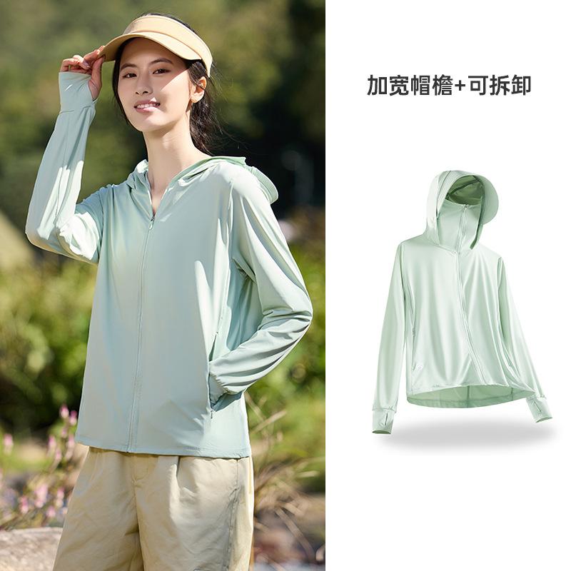 Original Yarn Sunscreen Clothing Ice Silk Women's Upf100 + Men's Sunscreen Clothing Removable Brim Cool Outdoor Cycling Skin Clothing