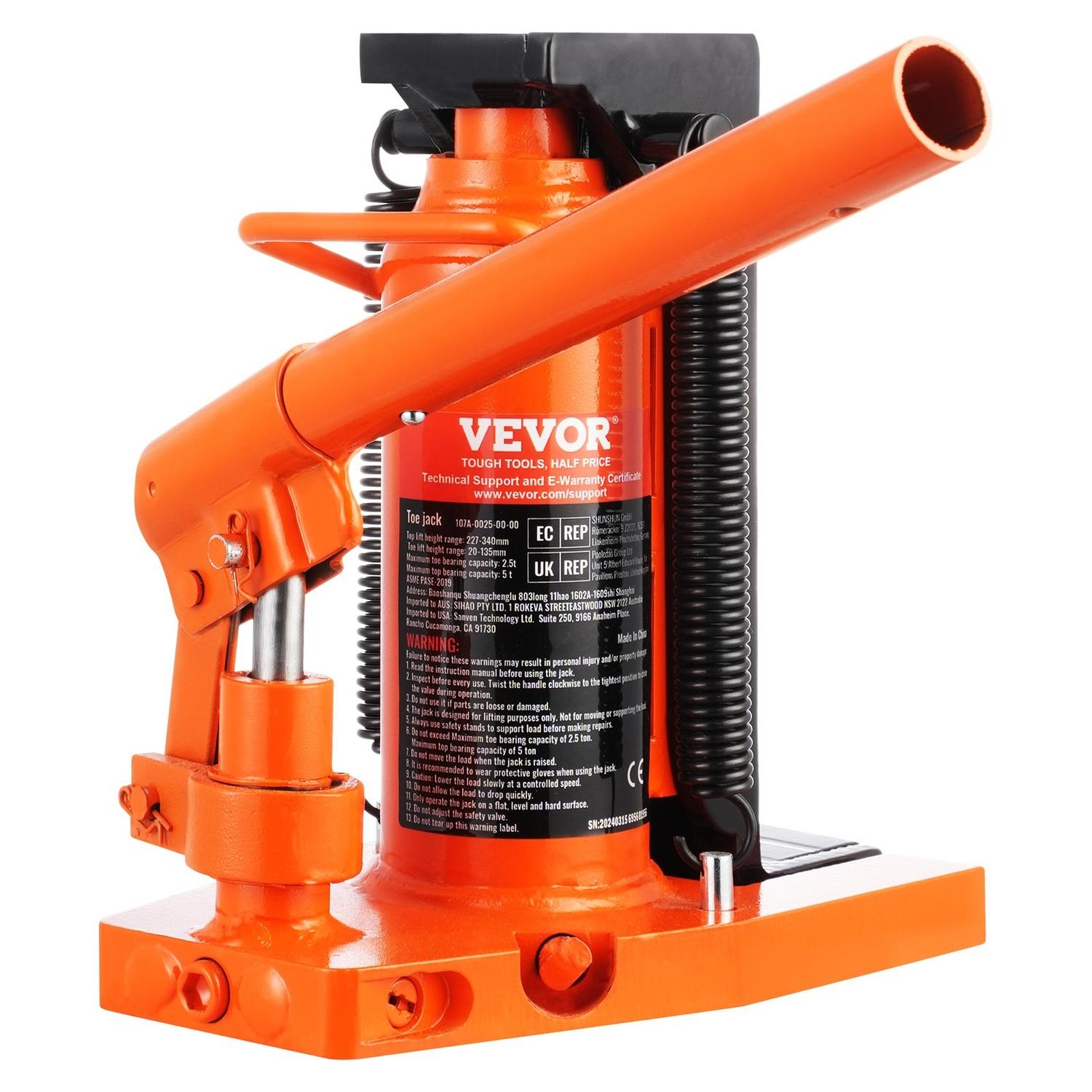 Hydraulický zdvihák na špičku, 2,5 tony na špičke zdvihák na špičku, 5 ton nosnosť na vrchu zdvihák stroja, výška špičky 0,8-5,3 palca, horná výška 8,9-13,4 palca, Vzduch