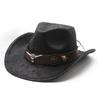 Fashion Suede Textured Western Cowboy Hat Men'S And Women'S Vintage Big Eaves Outdoor Shade Jazz Hat