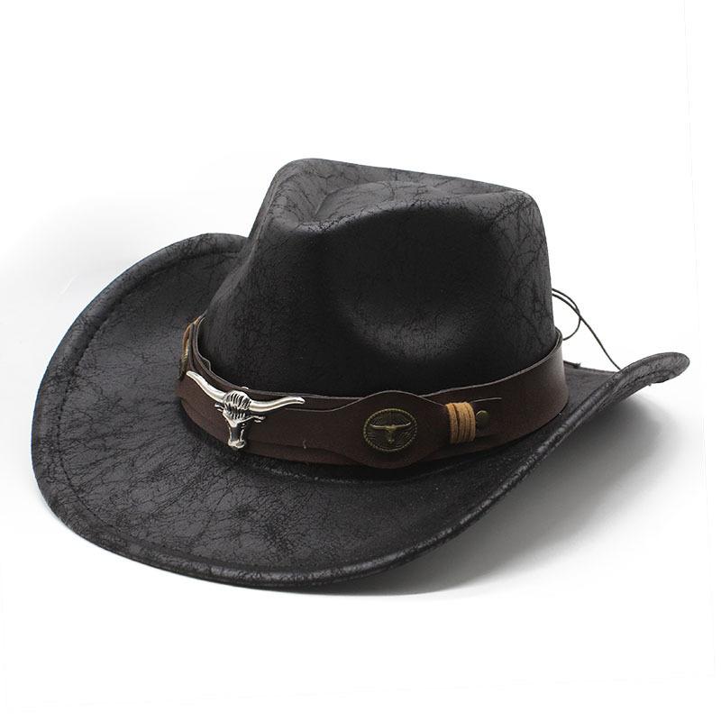 Fashion Suede Textured Western Cowboy Hat Men'S And Women'S Vintage Big Eaves Outdoor Shade Jazz Hat