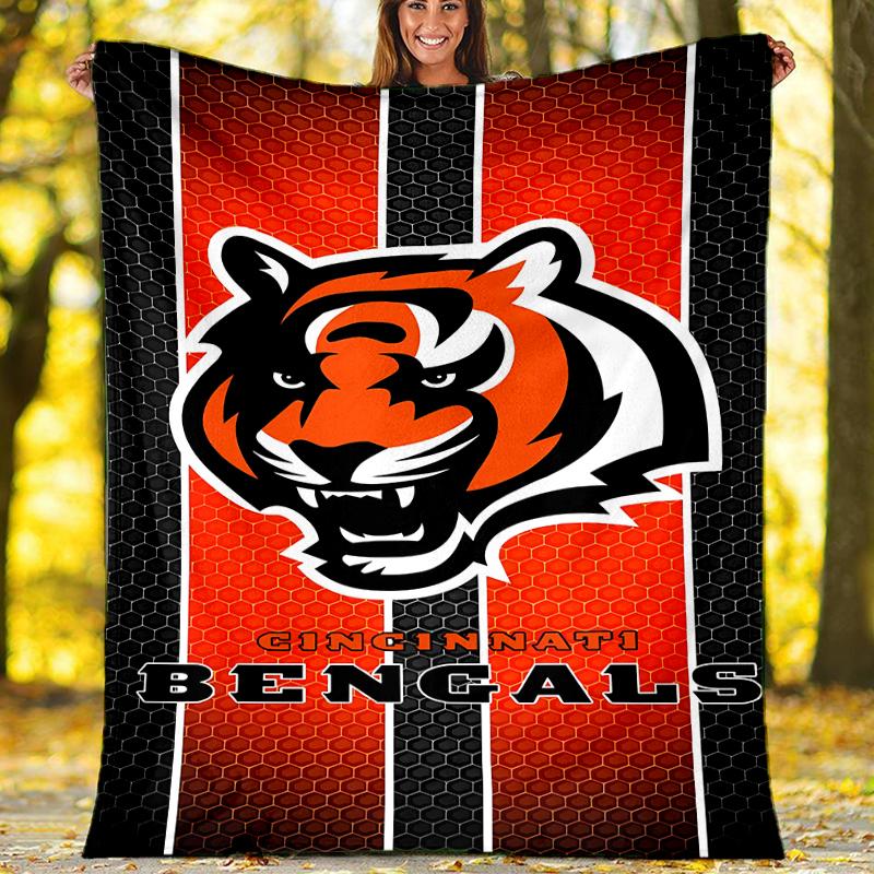 Cincinnati Bengals LOGO printed throw blanket—soft,warm;versatile blanket for all seasons—perfect as &air-conditioning throw,nap blanket