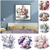 Rabbit and Flowers 5D DIY Full Drill Round Diamond Painting Kit for Home Decor