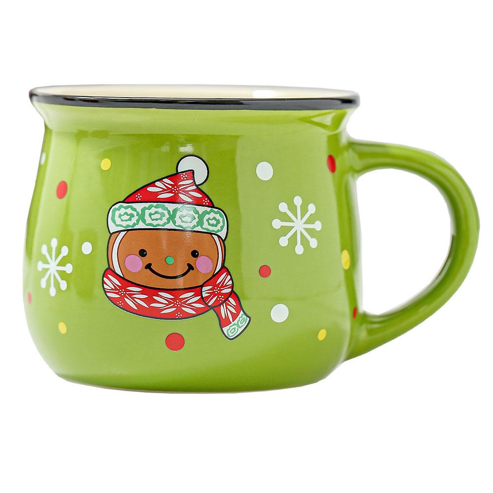 350ML Ceramic Mug Cartoon Pattern Cute Elk Water Cups Christmas Kids Gift Breakfast Milk Cup Oatmeal Cup Christmas Gift Idea